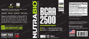 NutraBio BCAA 2500 - supplement