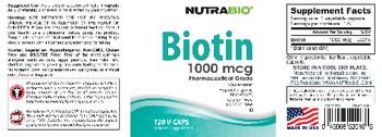 NutraBio Biotin 1000 mcg - vitamin supplement