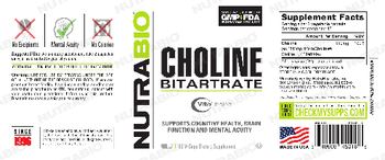 NutraBio Choline Bitartrate - supplement