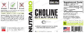 NutraBio Choline Bitartrate - supplement