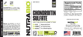 NutraBio Chondroitin Sulfate 1500 Milligrams - supplement