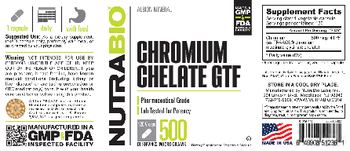 NutraBio Chromium Chelate GTF 500 Milligrams - supplement