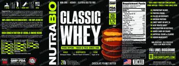 NutraBio Classic Whey Chocolate Peanut Butter - supplement