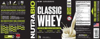 NutraBio Classic Whey Unflavored - supplement