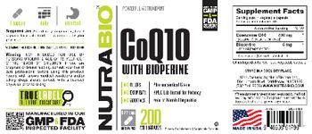 NutraBio CoQ10 With Bioperine - 