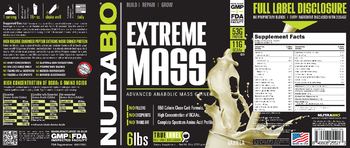 NutraBio Extreme Mass Vanilla - supplement