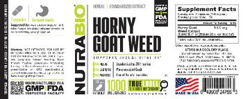 NutraBio Horny Goat Weed 1000 Milligrams - supplement