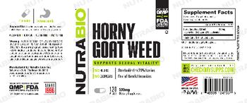 NutraBio Horny Goat Weed 500 mg - supplement