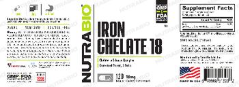 NutraBio Iron Chelate 18 18 mg - supplement