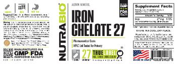NutraBio Iron Chelate 27 27 Milligrams - supplement