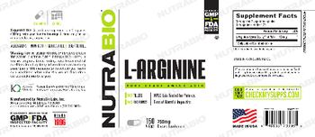 NutraBio L-Arginine 750 mg - supplement