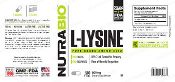 NutraBio L-Lysine 500 mg - supplement