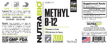 NutraBio Methyl B-12 2000 Milligrams - supplement