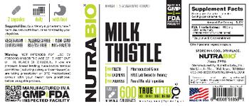 NutraBio Milk Thistle 600 Milligrams - supplement