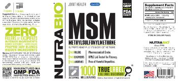 NutraBio MSM 1000 Milligrams - supplement
