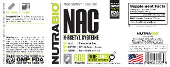 NutraBio NAC 600 Milligrams - supplement