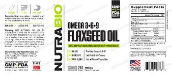 NutraBio Omega 3-6-9 Flaxseed Oil 1000 mg - supplement