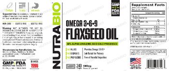 NutraBio Omega 3-6-9 Flaxseed Oil 1000 mg - supplement