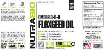NutraBio Omega 3-6-9 Flaxseed Oil 1000 Milligrams - supplement