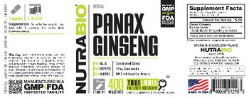 NutraBio Panax Ginseng 400 Milligrams - supplement