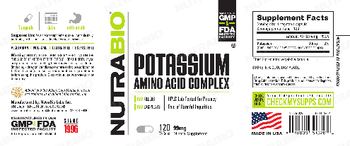 NutraBio Potassium Amino Acid Complex 99 mg - mineral supplement