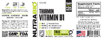 NutraBio Thiamin Vitamin B1 100 Milligrams - supplement