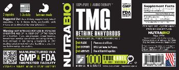NutraBio TMG 1000 Milligrams - supplement