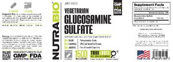 NutraBio Vegetarian Glucosamine Sulfate 1500 Milligrams - supplement