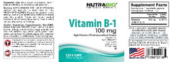 NutraBio Vitamin B-1 100 mg - vitamin supplement