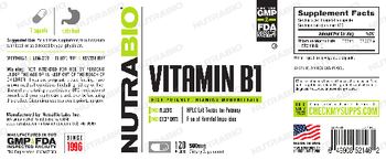 NutraBio Vitamin B1 500 mg - supplement
