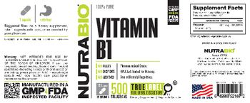 NutraBio Vitamin B1 500 Milligrams - supplement
