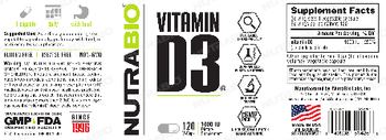 NutraBio Vitamin D3 1000 IU - supplement