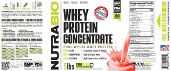 NutraBio Whey Protein Concentrate Strawberry - supplement