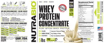 NutraBio Whey Protein Concentrate Vanilla - supplement