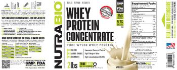 NutraBio Whey Protein Concentrate Vanilla - supplement