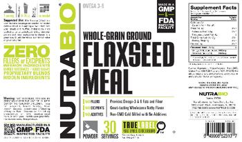 NutraBio Whole-Grain Ground Flaxseed Meal - supplement