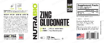 NutraBio Zinc Gluconate 50 mg - supplement