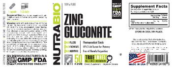 NutraBio Zinc Gluconate 50 Milligrams - supplement