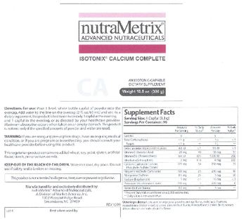 NutraMetrix Advanced Nutraceuticals Isotonix Calcium Complete - an isotoniccapable supplement