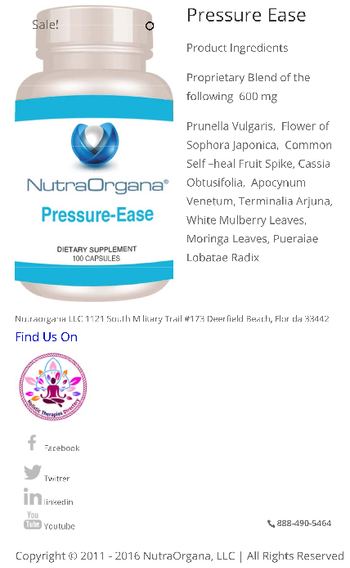 NutraOrgana Pressure-Ease - supplement
