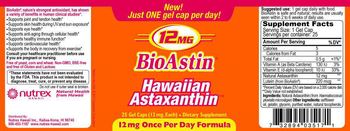 Nutrex Hawaii BioAstin Hawaiian Astaxanthin 12 mg - supplement