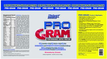 Nutrex Research Pro Gram Performance Super Protein Strawberry Cream - supplement
