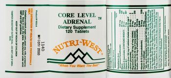 Nutri-West Core Level Adrenal 120 Tablets - 