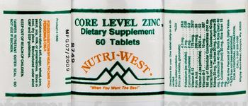 Nutri-West Core Level Zinc - supplement