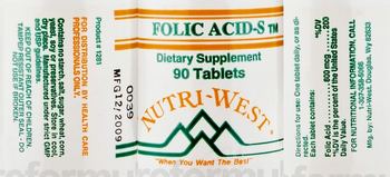Nutri-West Folic Acid-S - supplement