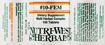Nutri-West Herbals #10-FEM - supplement