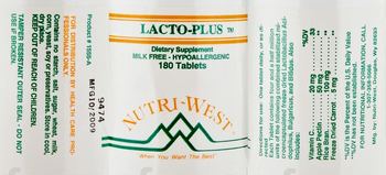 Nutri-West Lacto-Plus 180 Tablets - supplement