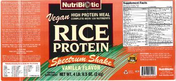 NutriBiotic Vegan Rice Protein Spectrum Shake Vanilla Flavor - supplement