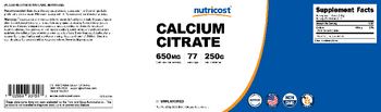 Nutricost Calcium Citrate Unflavored 650 mg - supplement