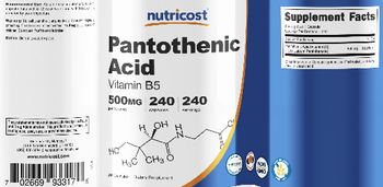 Nutricost Pantothenic Acid 500 mg - supplement